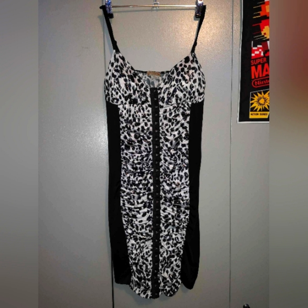 Y2K Metallic Silver Cheetah Print Slip